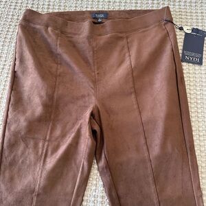 NYDJ Rich Brown faux Suede Trousers NWT
